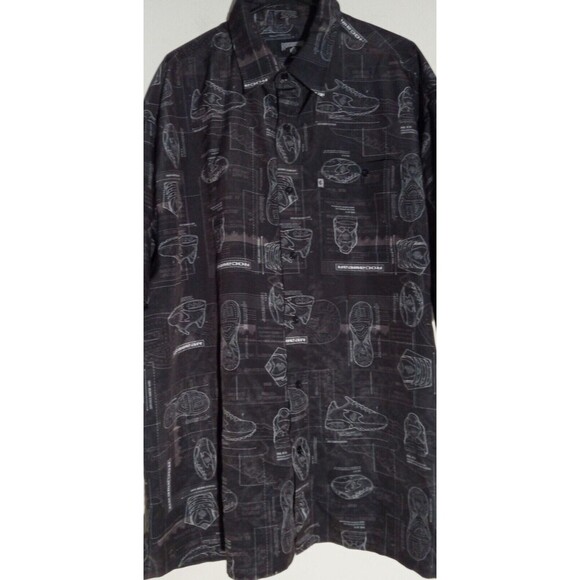 Vtg Rocawear Button Up Shirt Y2K Men's 2XL Black AOP Logo Short Sleeve Mint Cond - Picture 4 of 6